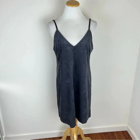Aritzia Wilfred Free Grey Faux Suede V Neck Shift Dress M - Picture 3 of 7